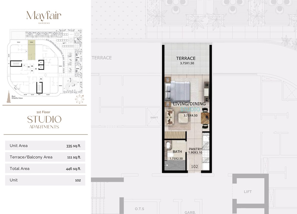 Majid Mayfair Gardens Studio Layout
