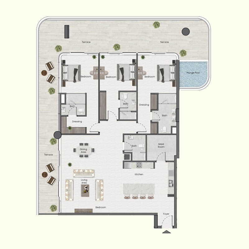 MAK Belmont Park 3 Beds Layout