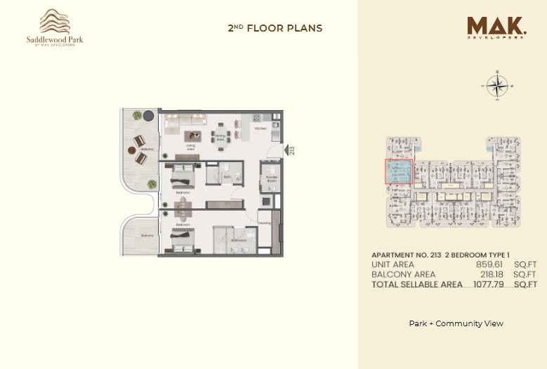 Mak Saddlewood Park 2 Beds Layout