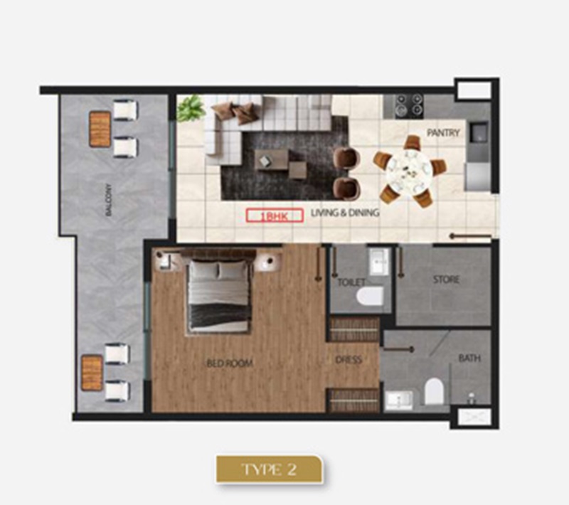 1 Bed 920 Sq. Ft. Apartment in Marquis Elegance