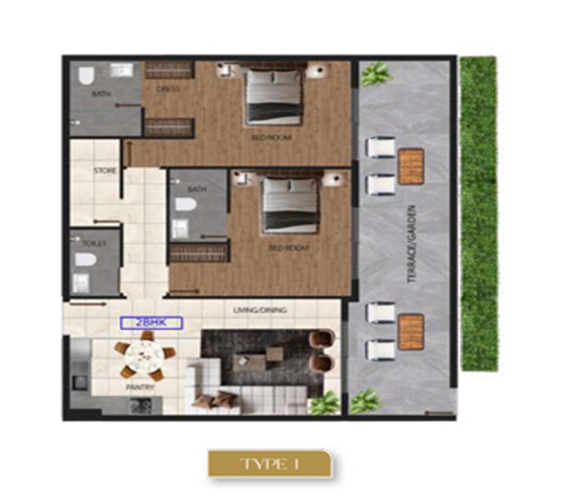 2 Beds 1255 Sq. Ft. Apartment in Marquis Elegance
