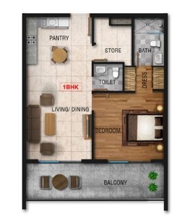 1 Bed 709 Sq. Ft. Apartment in Marquis Galleria Apartments