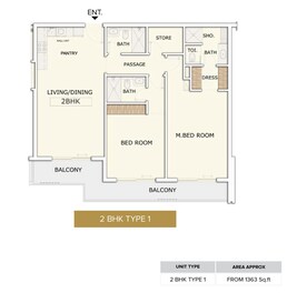 2 Beds 1363 Sq. Ft. Apartment in Marquis Signature