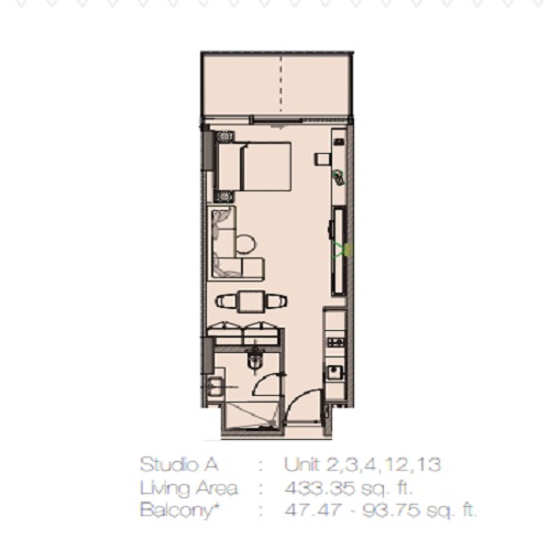 480 Sq. Ft. Studio in Marquise Square Tower