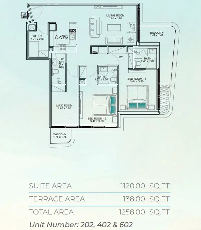 2 Beds 1258 Sq. Ft. Apartment in Mashriq Floarea Breeze