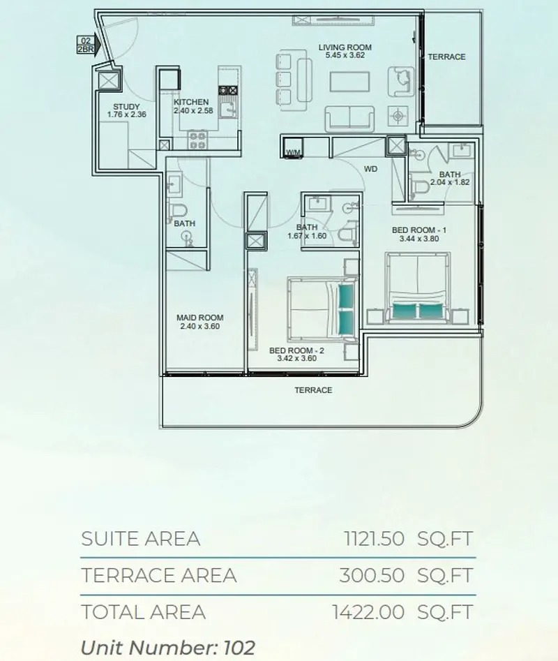 2 Beds 1422 Sq. Ft. Apartment in Mashriq Floarea Breeze