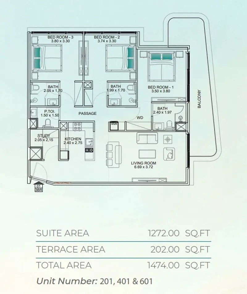 3 Beds 1474 Sq. Ft. Apartment in Mashriq Floarea Breeze