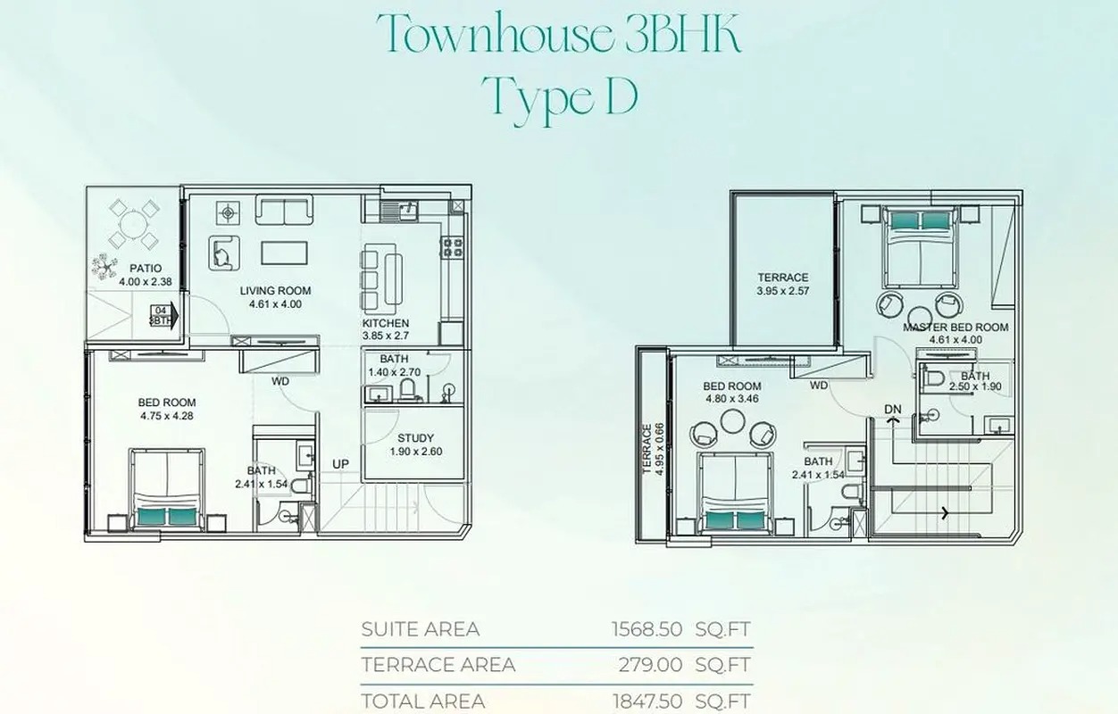 3 Beds 1848 Sq. Ft. Townhouse in Mashriq Floarea Breeze