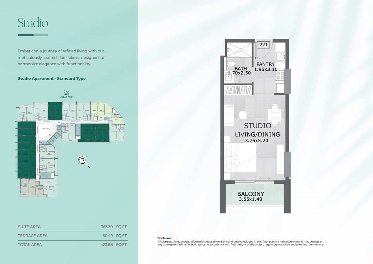 424 Sq. Ft. Studio in Mashriq Floarea Grande