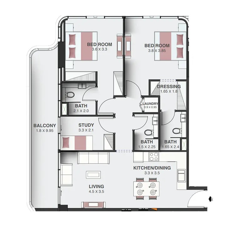 Mashriq Floarea Oasis 2 Beds Layout