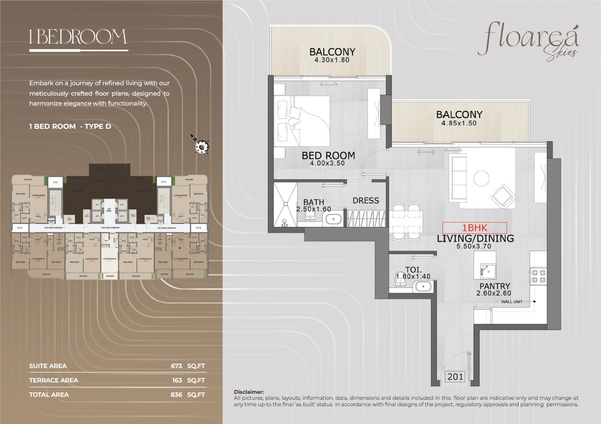 1 Bed 836 Sq. Ft. Apartment in Mashriq Floarea Skies