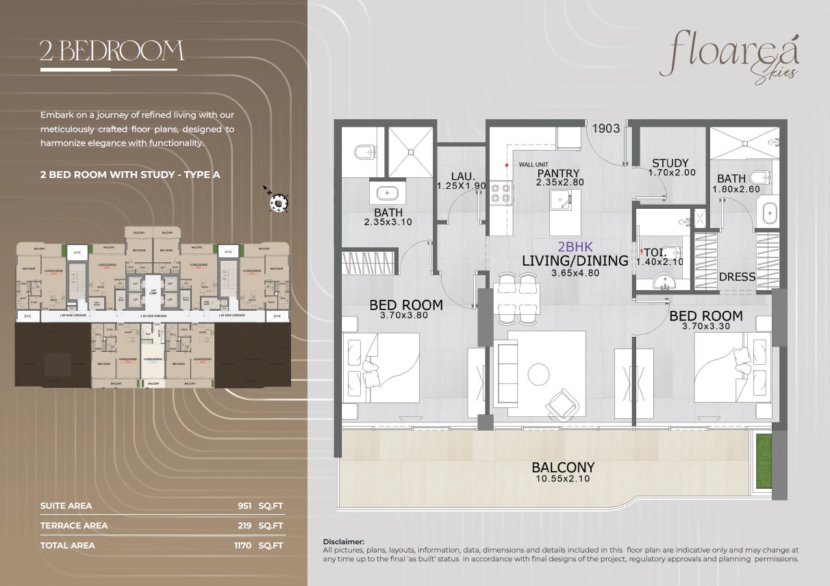 2 Beds 1170 Sq. Ft. Apartment in Mashriq Floarea Skies