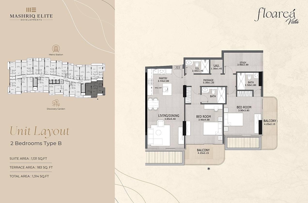 Mashriq Floarea Vista 2 Beds Layout