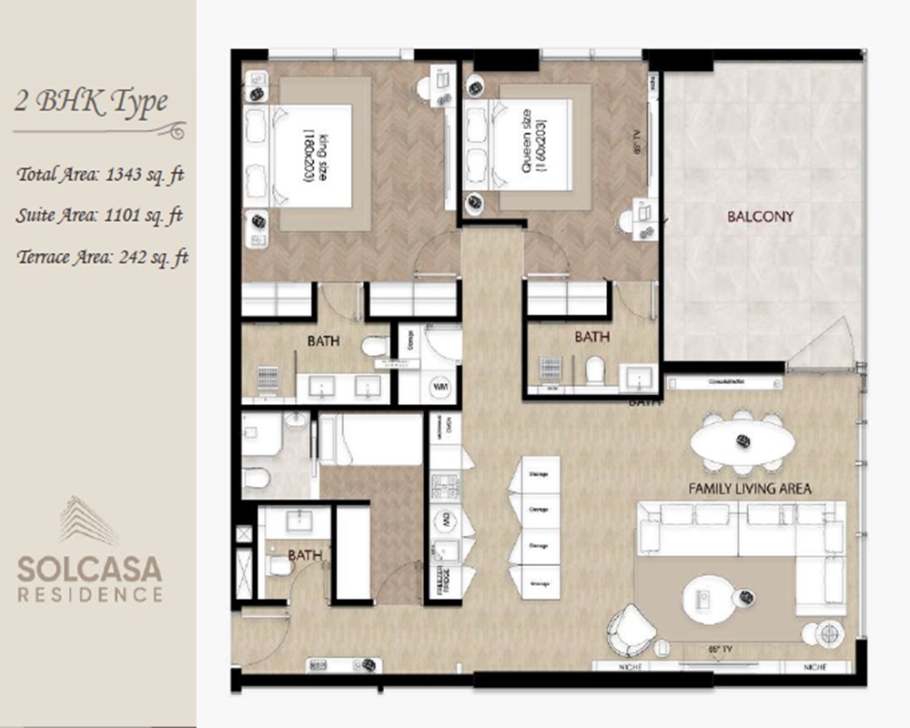 Matrix Solcasa Residence 2 Beds Layout