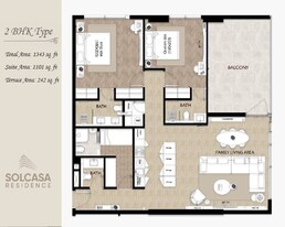 2 Beds 1343 Sq. Ft. Apartment in Matrix Solcasa Residence