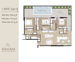 3 Beds 2626 Sq. Ft. Apartment in Matrix Solcasa Residence