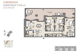3 Beds 2514 Sq. Ft. Apartment in Meraas Al Jazi Apartments