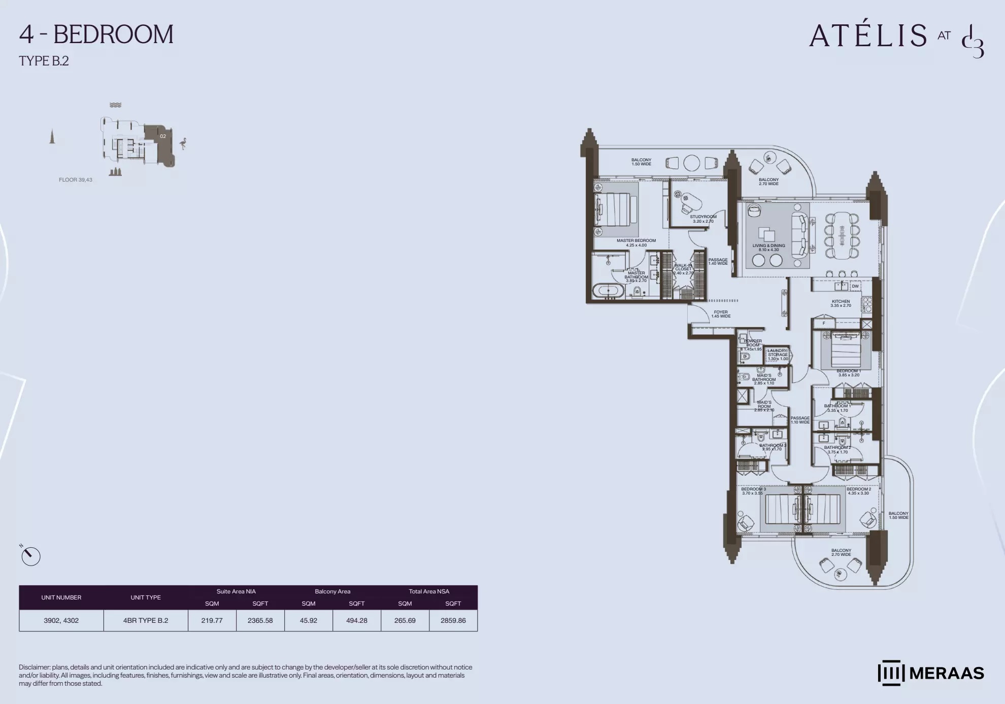 4 Beds 2859 Sq. Ft. Apartment in Meraas Atelis