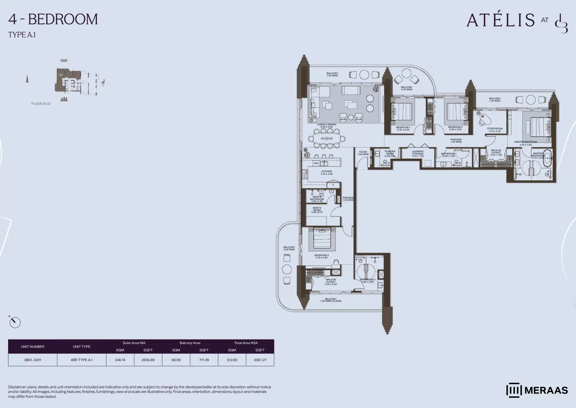4 Beds 3367 Sq. Ft. Apartment in Meraas Atelis