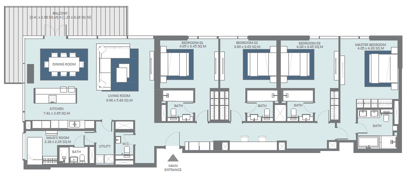 4 Beds 2473 Sq. Ft. Apartment in Meraas Bluewaters