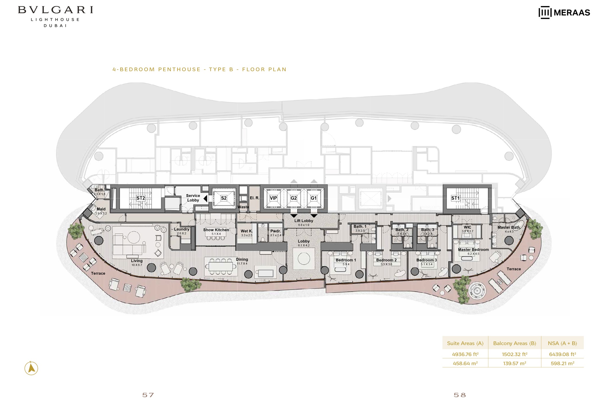 Meraas Bulgari Lighthouse 4 Beds Layout