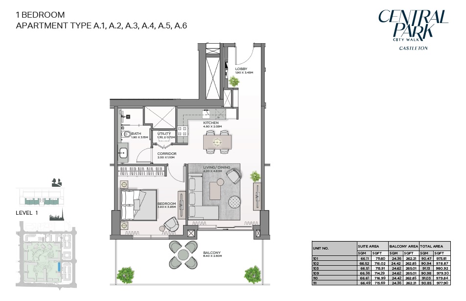 1 Bed 974 Sq. Ft. Apartment in Meraas Castleton Central Park