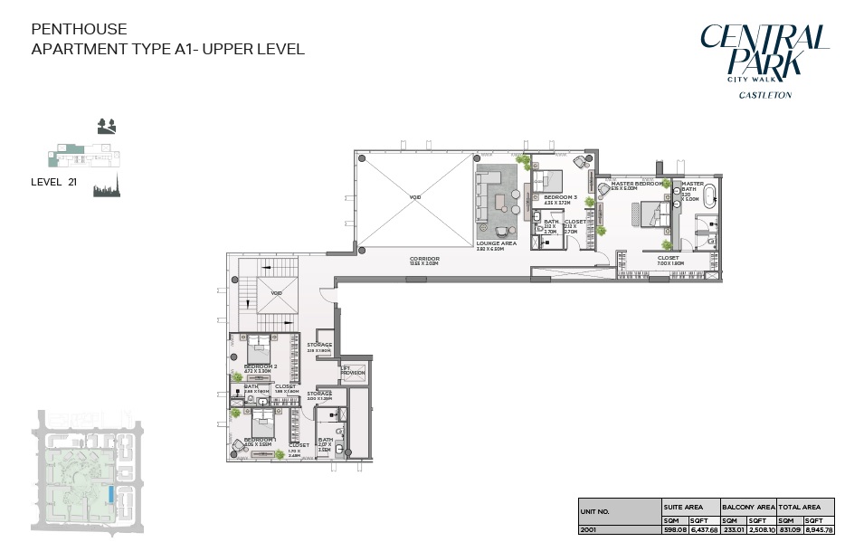 4 Beds 8946 Sq. Ft. Penthouse in Meraas Castleton Central Park