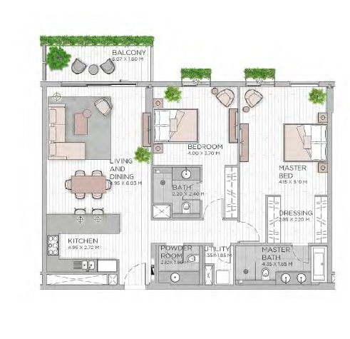 2 Beds 1468 Sq. Ft. Apartment in Meraas Central Park