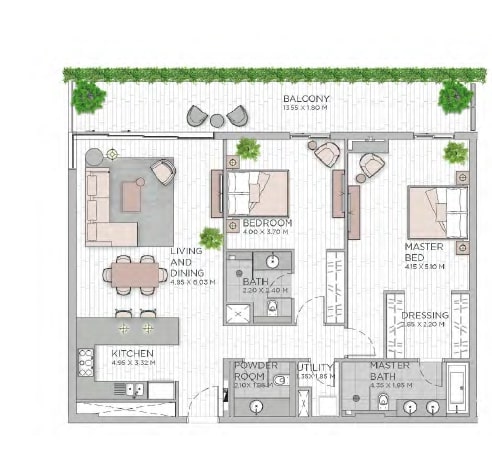 2 Beds 1617 Sq. Ft. Apartment in Meraas Central Park