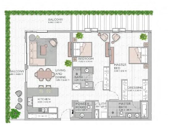 2 Beds 1690 Sq. Ft. Apartment in Meraas Central Park