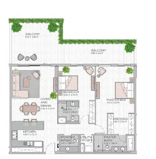 2 Beds 1826 Sq. Ft. Apartment in Meraas Central Park