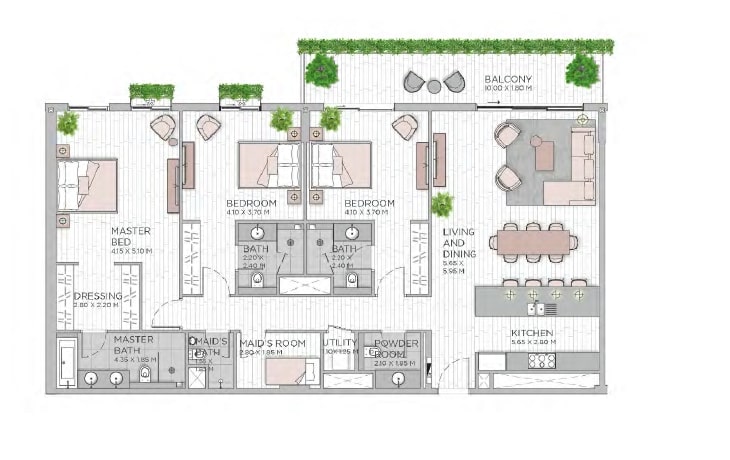 3 Beds 2057 Sq. Ft. Apartment in Meraas Central Park