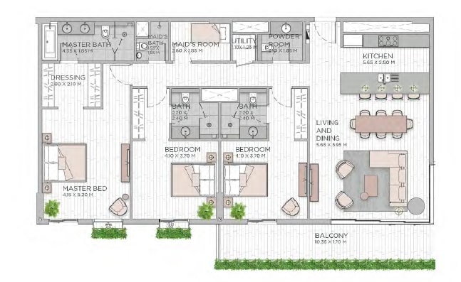 3 Beds 2070 Sq. Ft. Apartment in Meraas Central Park