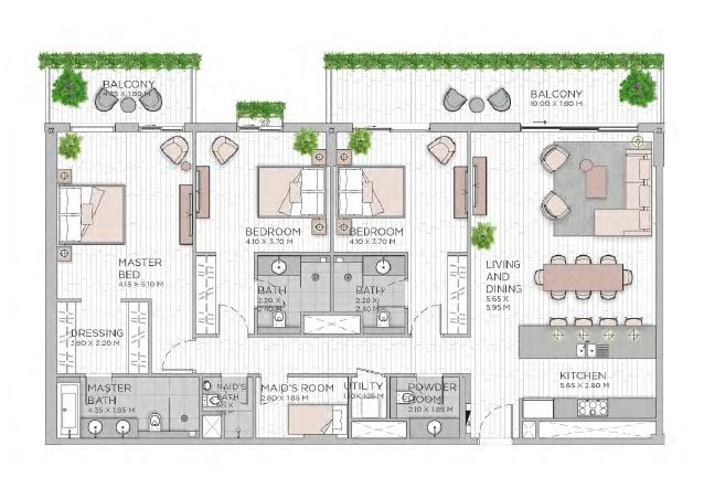3 Beds 2138 Sq. Ft. Apartment in Meraas Central Park