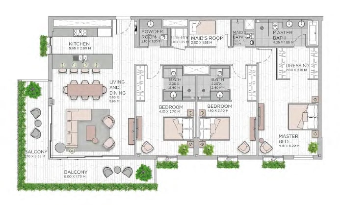 3 Beds 2144 Sq. Ft. Apartment in Meraas Central Park