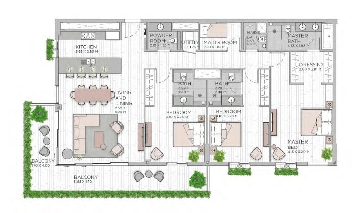 3 Beds 2178 Sq. Ft. Apartment in Meraas Central Park