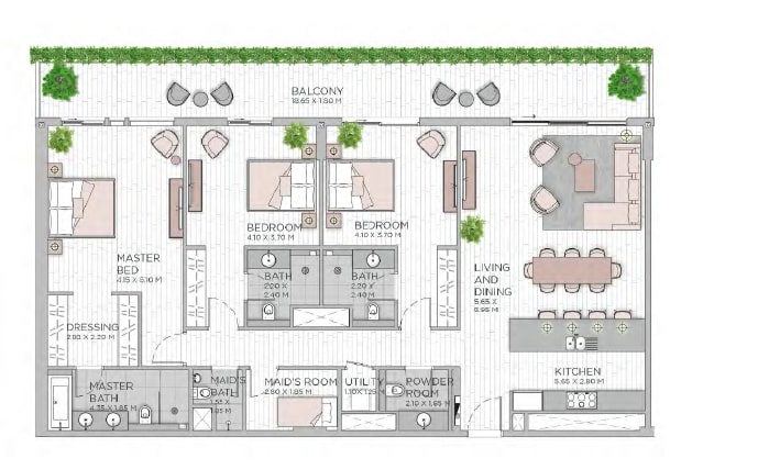 3 Beds 2216 Sq. Ft. Apartment in Meraas Central Park