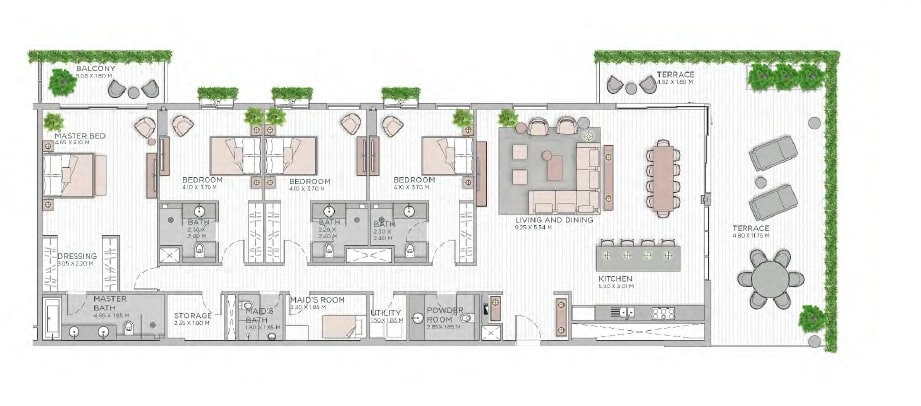 4 Beds 3491 Sq. Ft. Apartment in Meraas Central Park