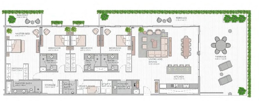 4 Beds 3895 Sq. Ft. Apartment in Meraas Central Park