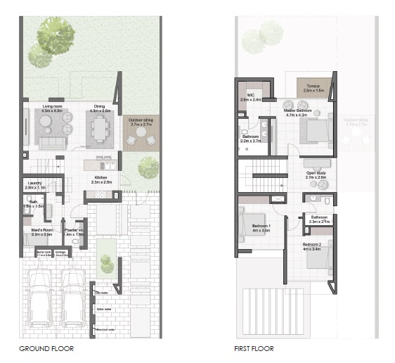 Meraas Cherrywoods 3 Beds Layout