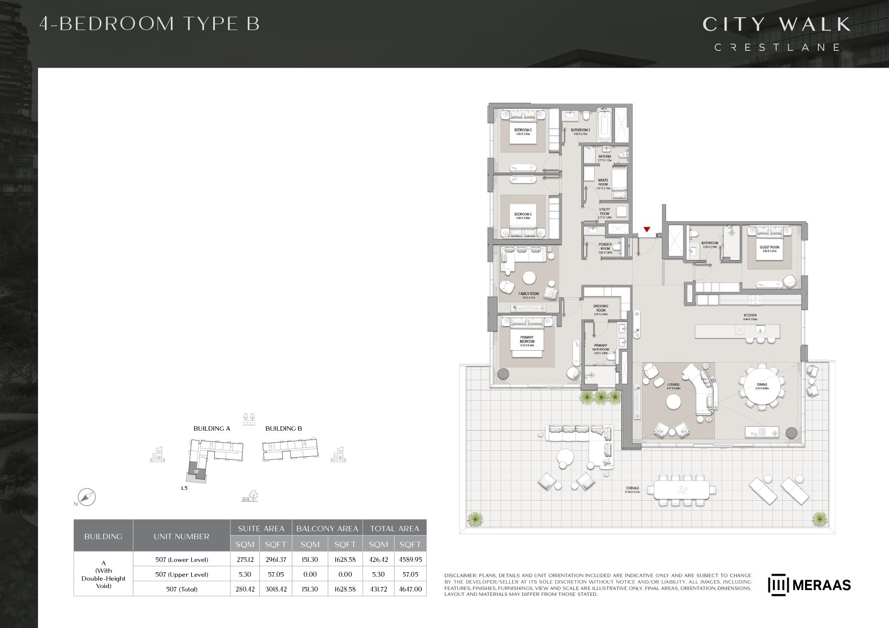 Meraas City Walk Crestlane 4 Beds Layout