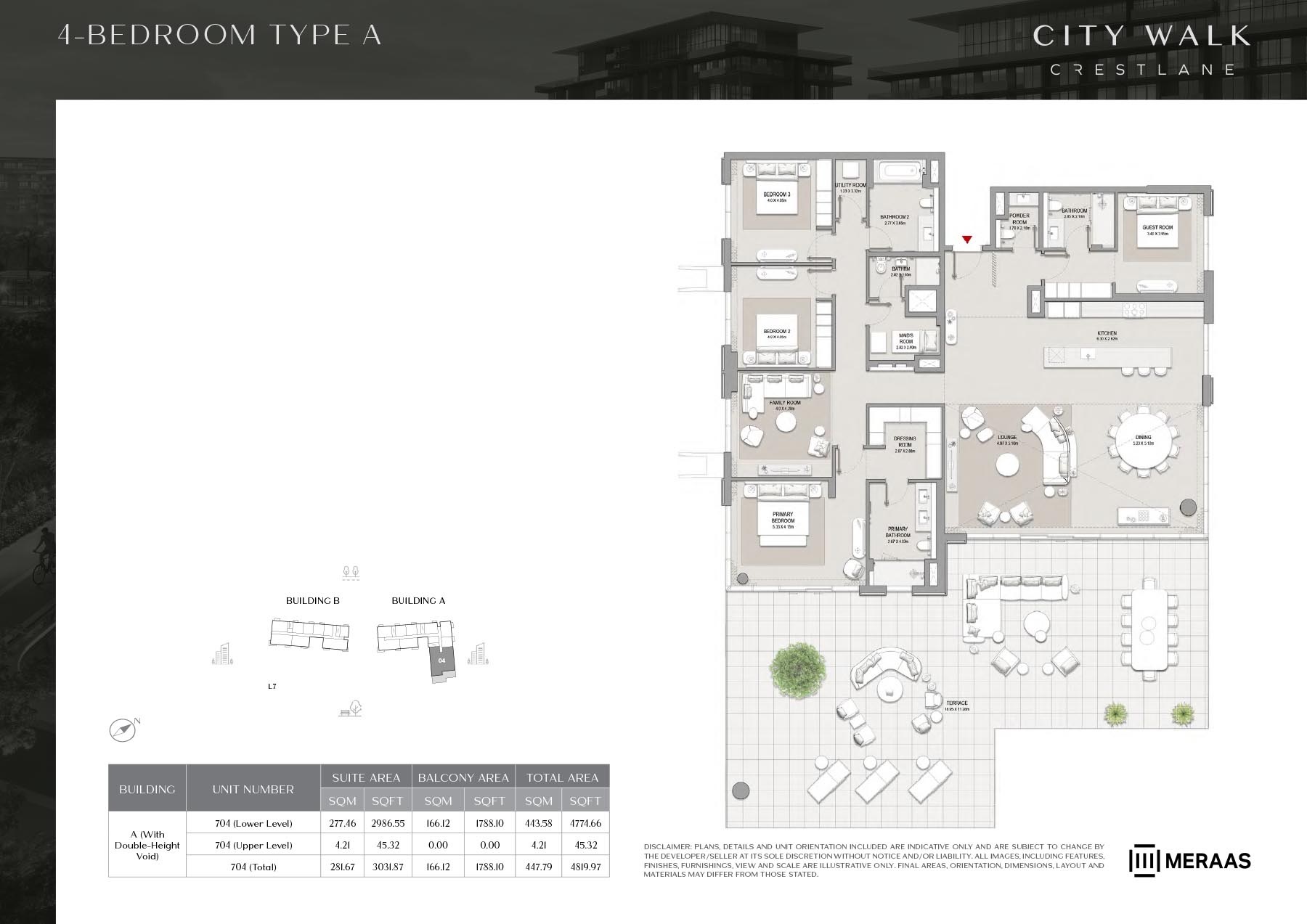 Meraas City Walk Crestlane 4 Beds Layout