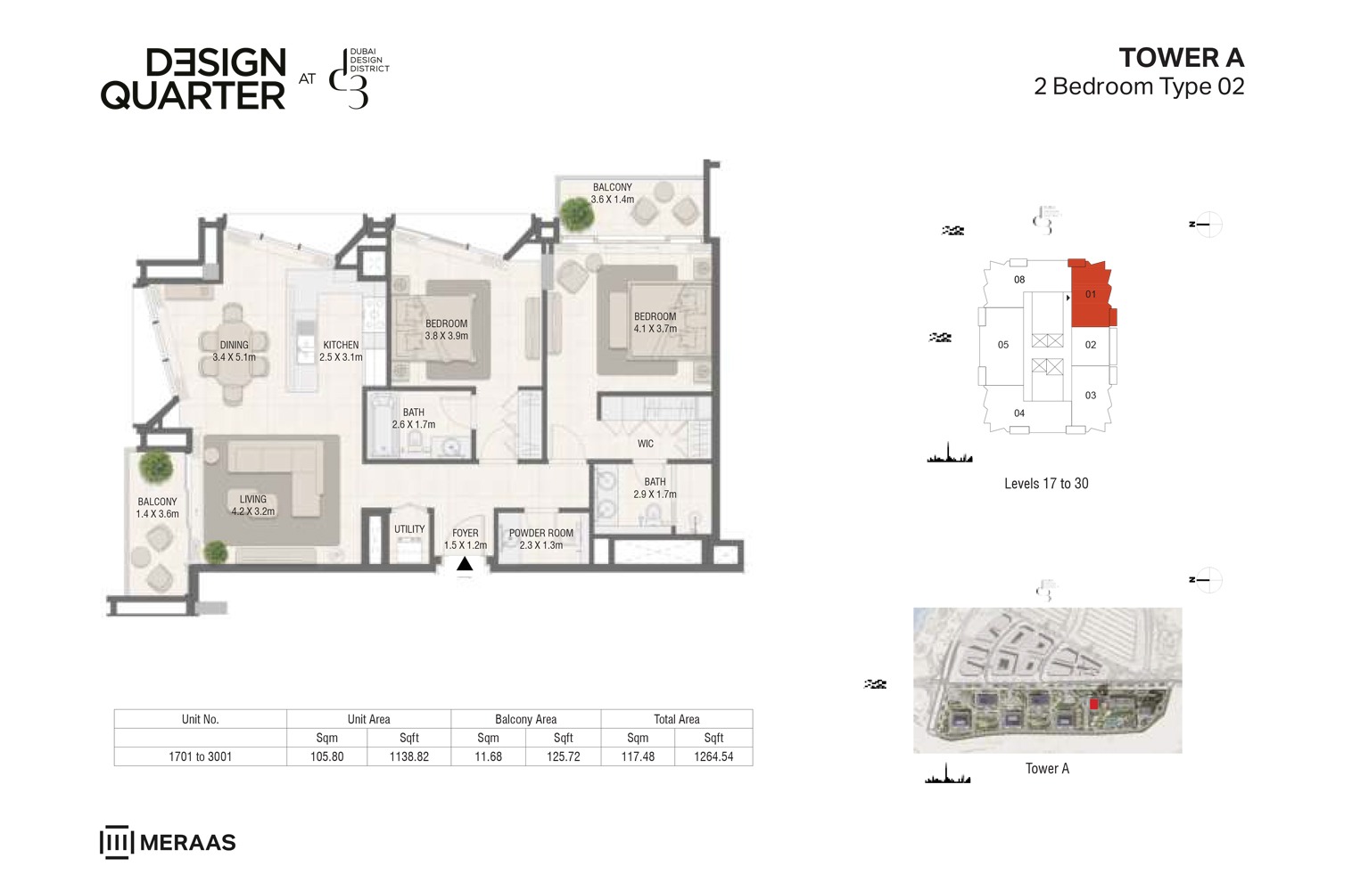 2 Beds 1264 Sq. Ft. Apartment in Meraas Design Quarter