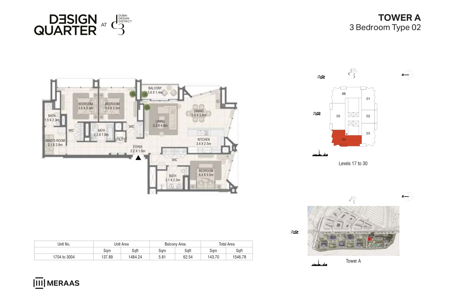 3 Beds 1546 Sq. Ft. Apartment in Meraas Design Quarter