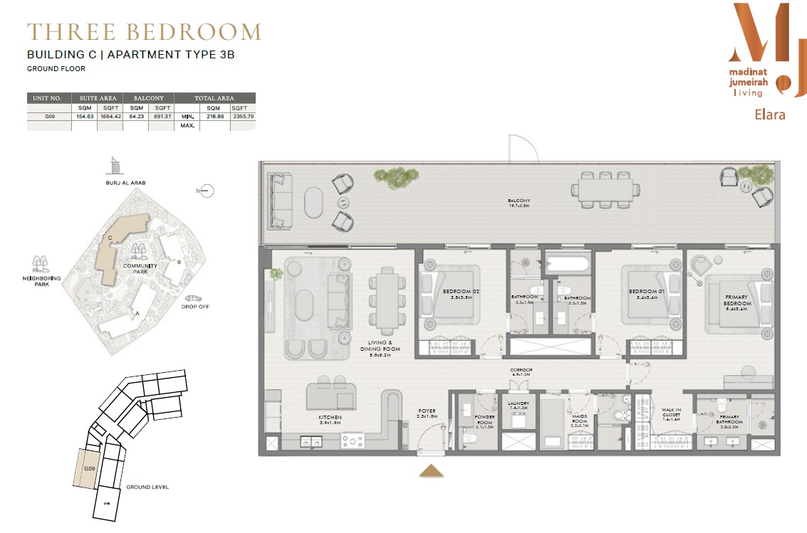 Meraas Elara 3 Beds Layout
