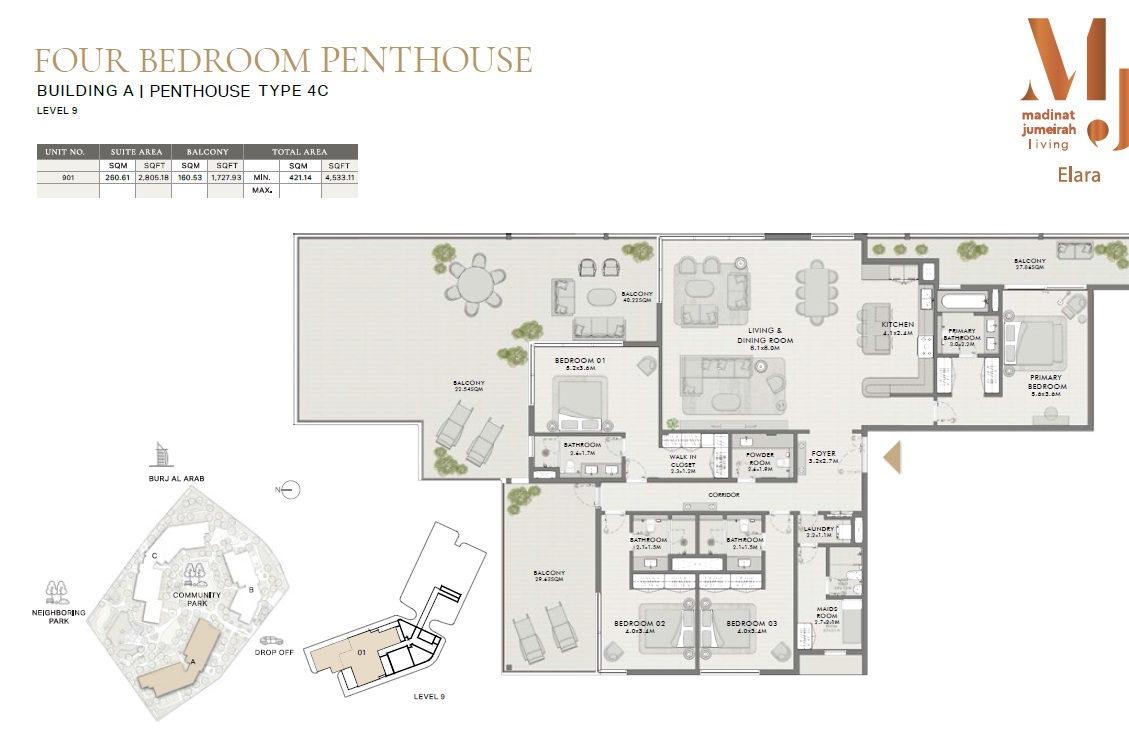 Meraas Elara 4 Beds Layout