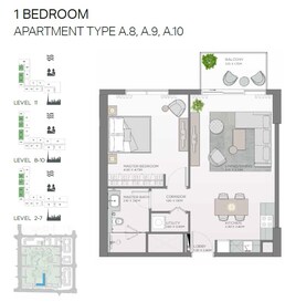1 Bed 775 Sq. Ft. Apartment in Meraas Erin Central Park