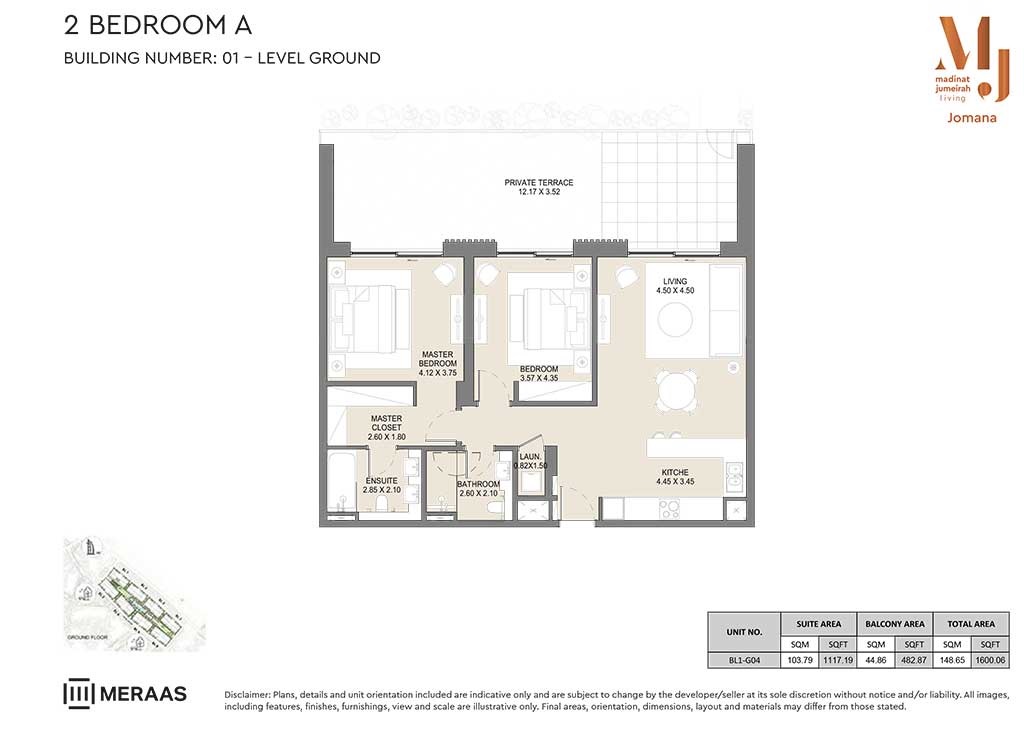 Meraas Jomana 2 Beds Layout