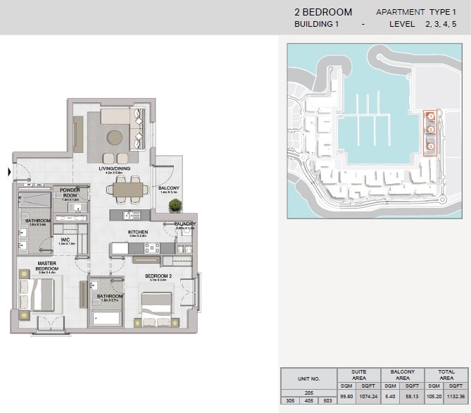 2 Beds 1132 Sq. Ft. Apartment in Meraas Le Pont