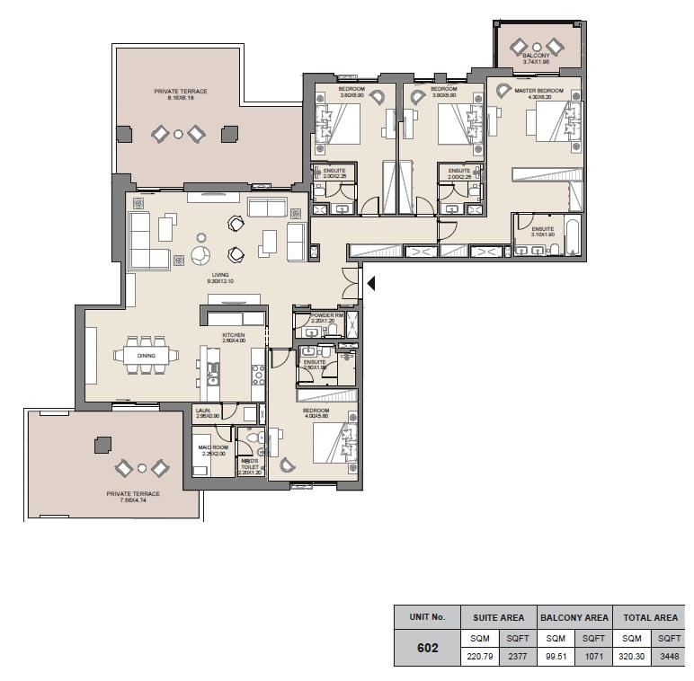 Meraas MJL Jadeel 4 Beds Layout